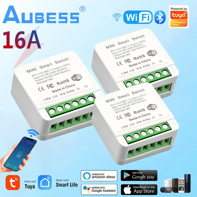 Tuya WiFi Smart Switch Module 16A Wireless DIY Light Switch Support 2 Way Control Smart Life APP Alexa Google Home Voice Control