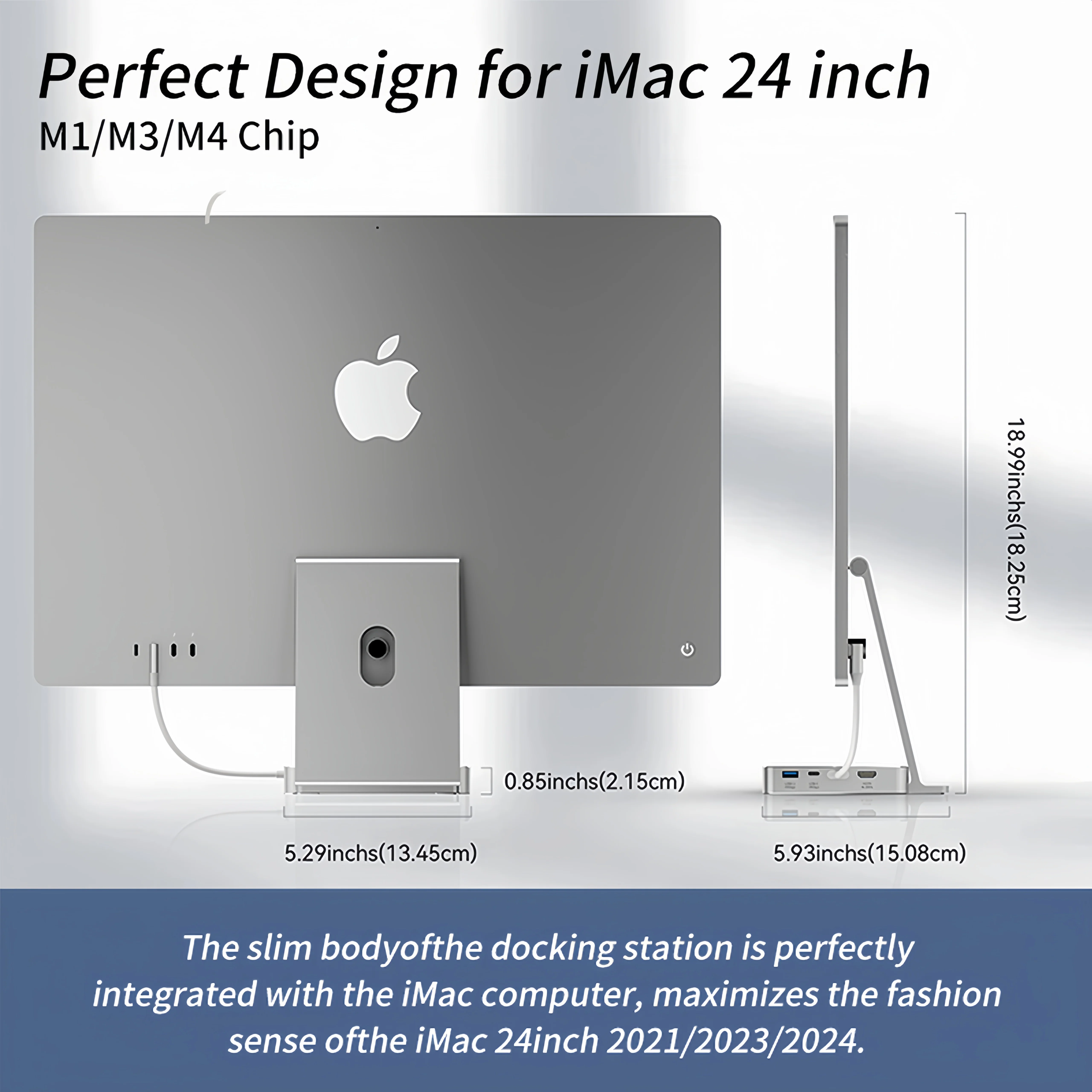 USB C Hub for iMac 24 M1/M3/M4, iMac Hub with M.2 NVMe SSD Enclosure, iMac USB Hub with HD 4K60Hz, USB A/C 10Gbps, SD/TF