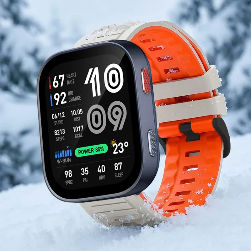 22mm Sport Silicone Strap For Amazfit Bip Max/Bip 6 5/Balance 3 2/Ultra 47mm Bracelet Band For Amazfit GTR4 3 2/T-Rex 3 Pro 48mm