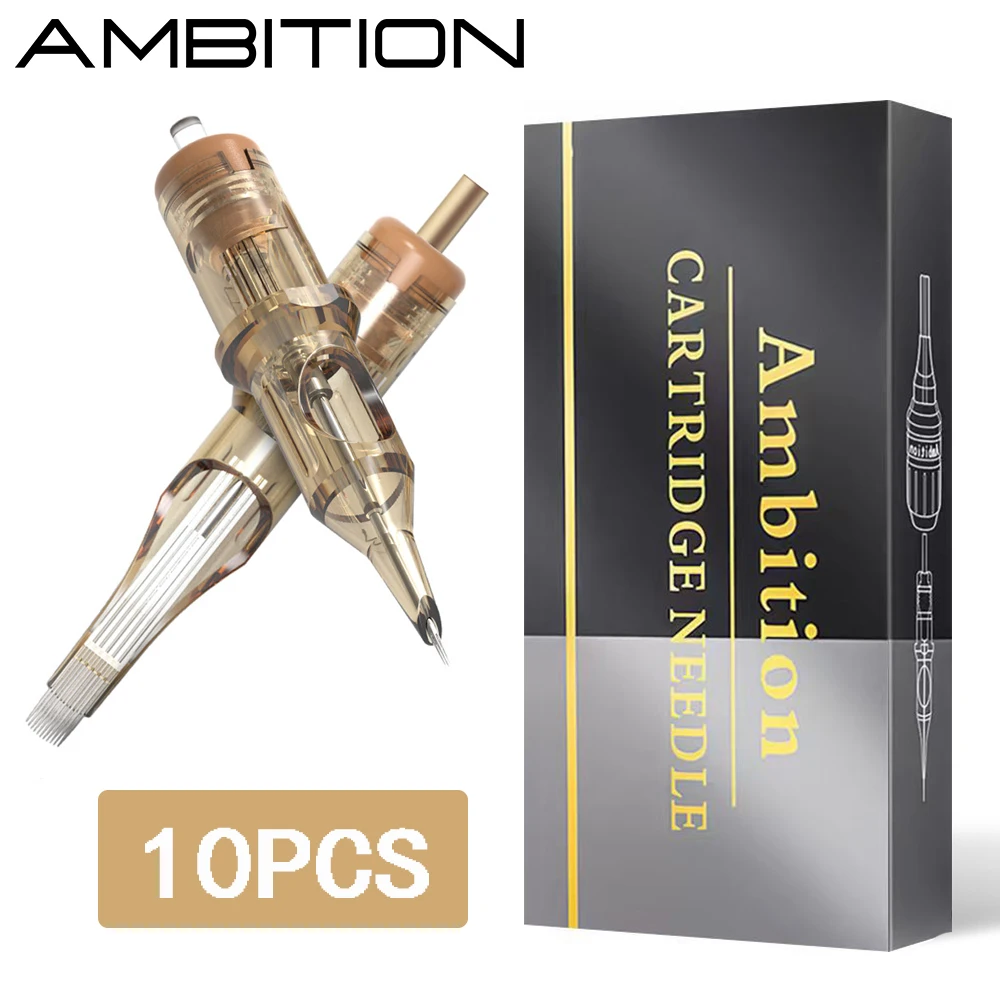 Ambition Premium 10PCS Tattoo Cartridge Mix Round Liner 0.3/0.35mm RL/RM Disposable Tattoo Needle 1rl 3rl 5rl 7rm 9rm 13rm 15rm