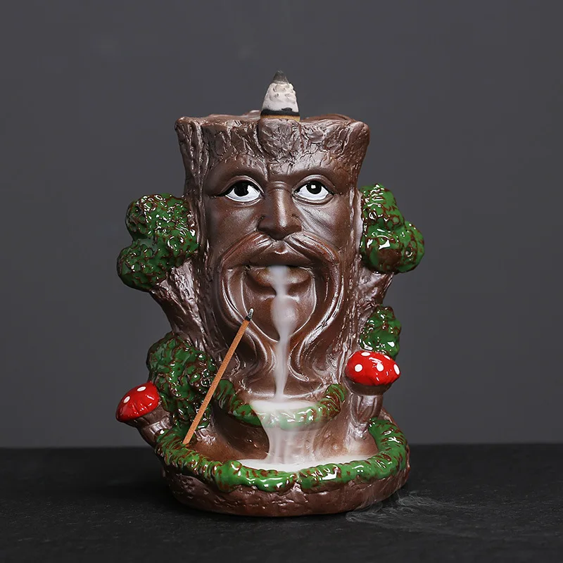 Reverse Flow Halloween Christmas Gift Stump Ornament Sandalwood Agarwood Incense Burner Tree Head