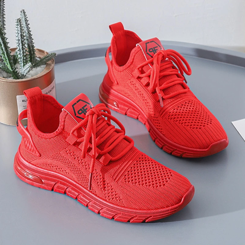 Women Fashion Casual Sneakers Comfortable Mesh Lace-Up Ladies Sport Shoes Women\'s Walking Mesh Flat Breathable Vulcanized Shoes