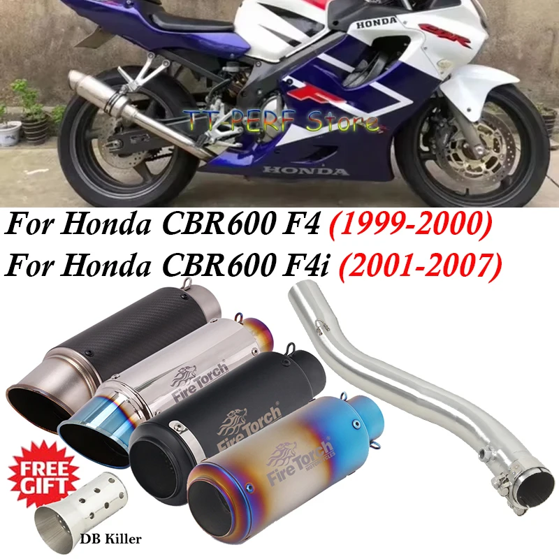 

For Honda CBR600 F4 1999-2000 CBR600 F4i 2001-2007 Motorcycle Escape Exhaust Modified 51mm interface Middle Link Pipe DB Killer