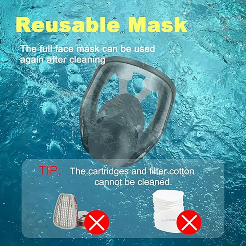 6800 Full Face Respirator Mask (17-in-1 Kit) with 2091 Dust Filter - Protection Against Organic Gases, Paint Spray,  Dust.