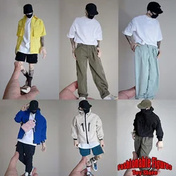 1/6 Men Soldier Jacket Long Sleeve Sweater Loose Retro Harajuku Hip Hop Streetwear Pants Tracksuits For 12 Inches Action Figure