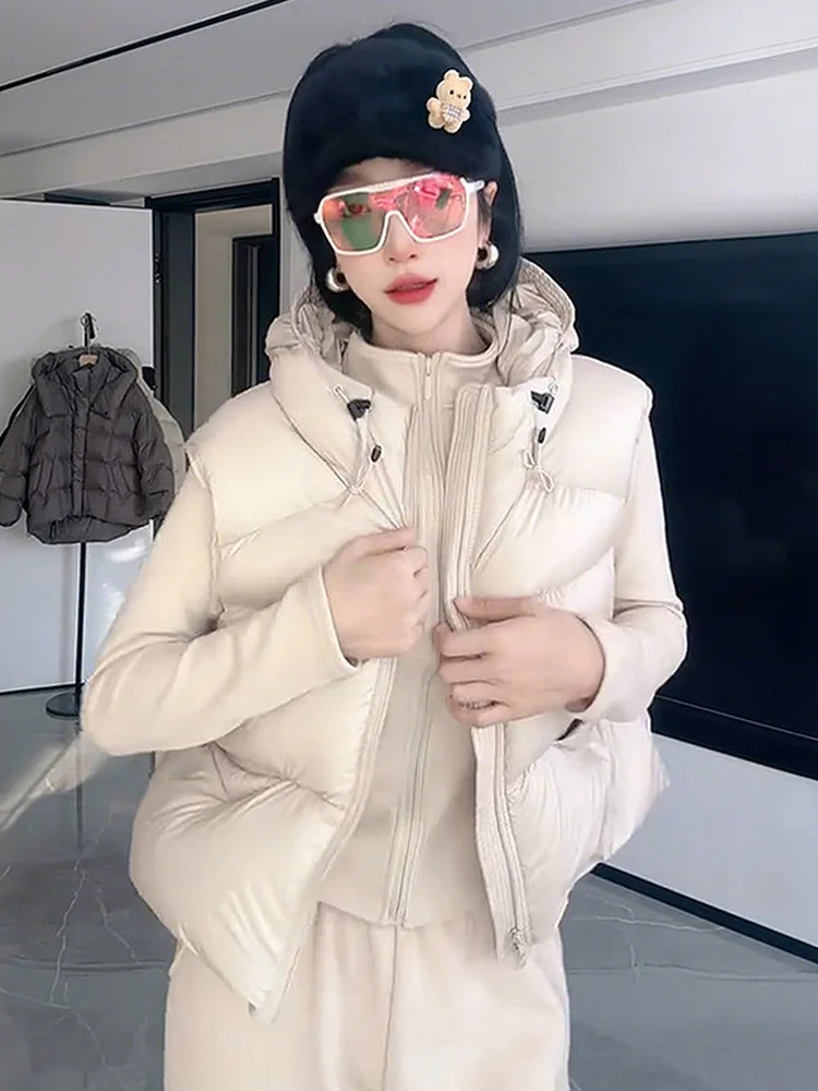 

Loose Fit Short Hooded Cotton Vest Women's Fashion plus Size Autumn Winter Outerwear Comfortable Breathable Korean Style