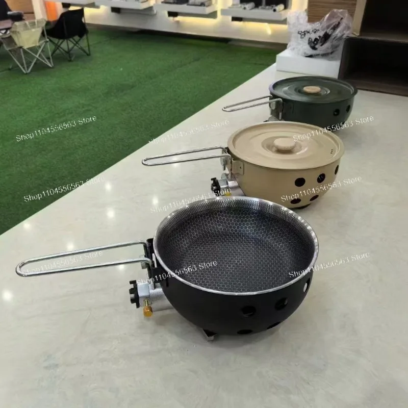 Multifunctional Outdoor Integrated Pot Outdoor Camping Picnic Pot Gas Pot Outdoor Cooking and Stir-frying