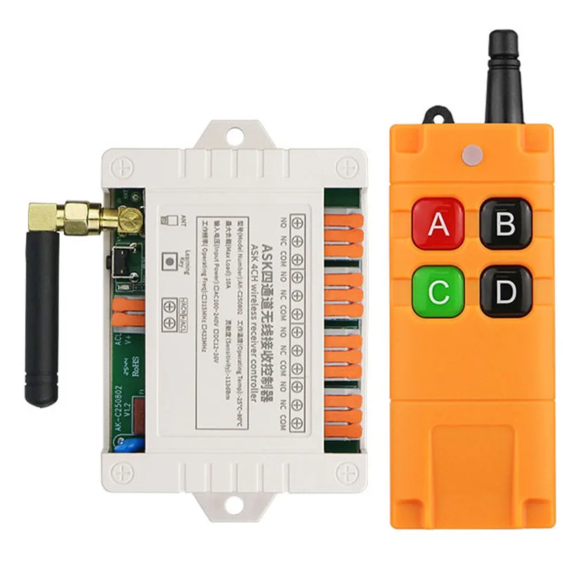 433MHz Universal Wireless Remote Control DC12V 24V 36V 4CH Relay Radio Controller Receiver Module RF Switch & Gate Garage Opener