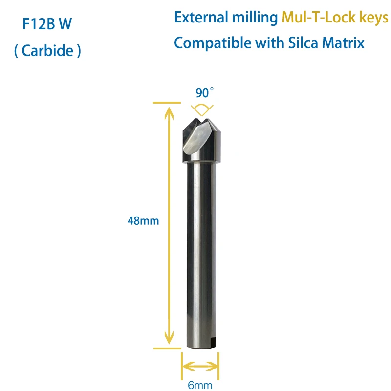 Fresa in metallo duro F12A W / F12B W per tagliare chiavi Mul-T-Lock compatibili con SILCA Matrix PRO EVO S-SX duplicatore di chiavi