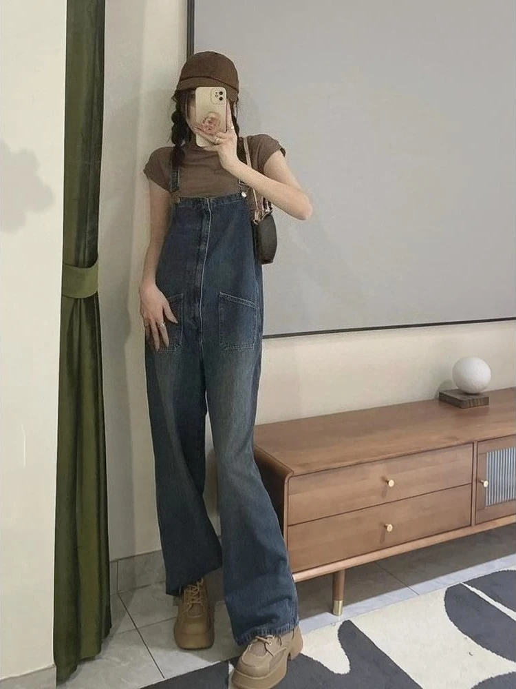 Women Denim Jumpsuit Overalls Designer Style Stylish 2026 Spring Autumn New Arrival Youthful Chic Slimming American Retro