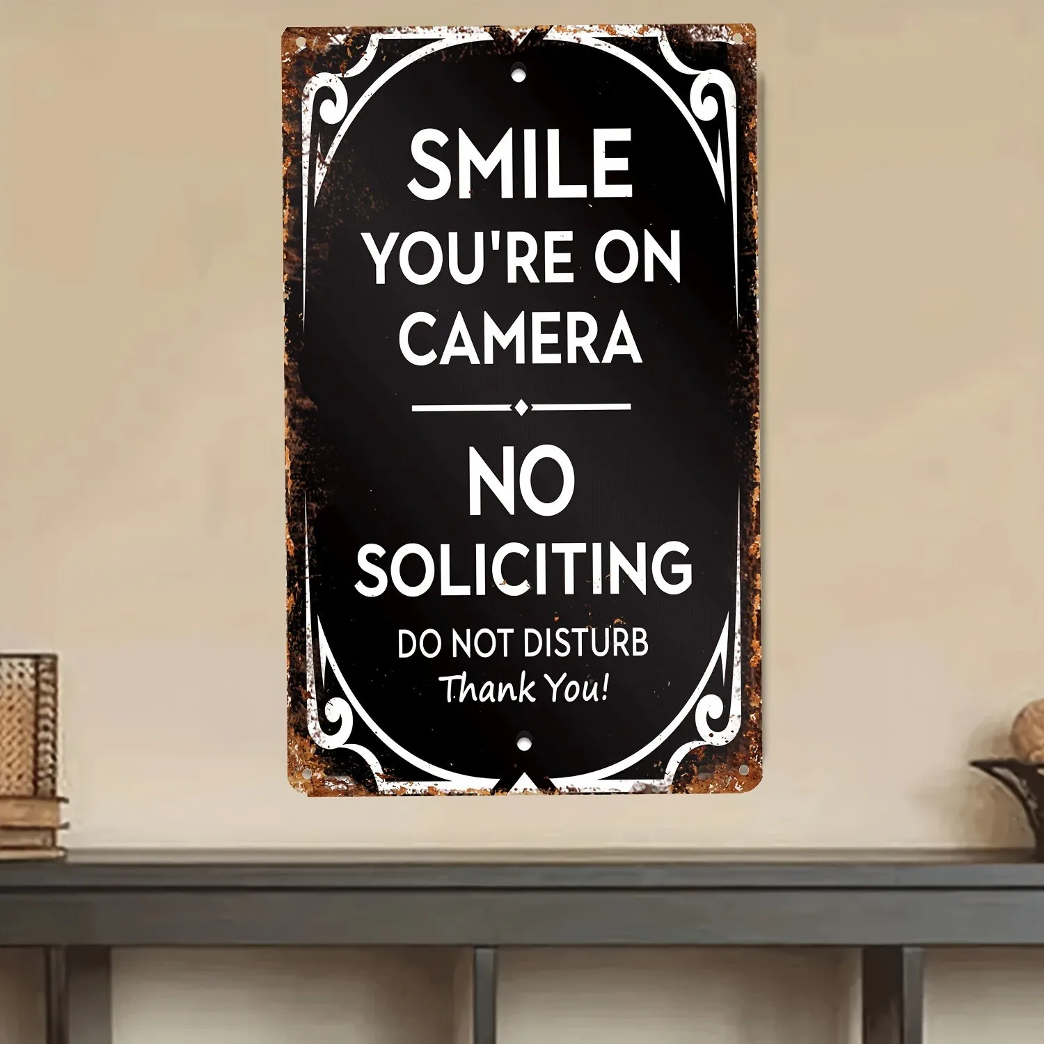 Vintage No Soliciting Sign Metal Tin Sign Home/Office Wall Door Decor Funny 8×12 Metal Sign