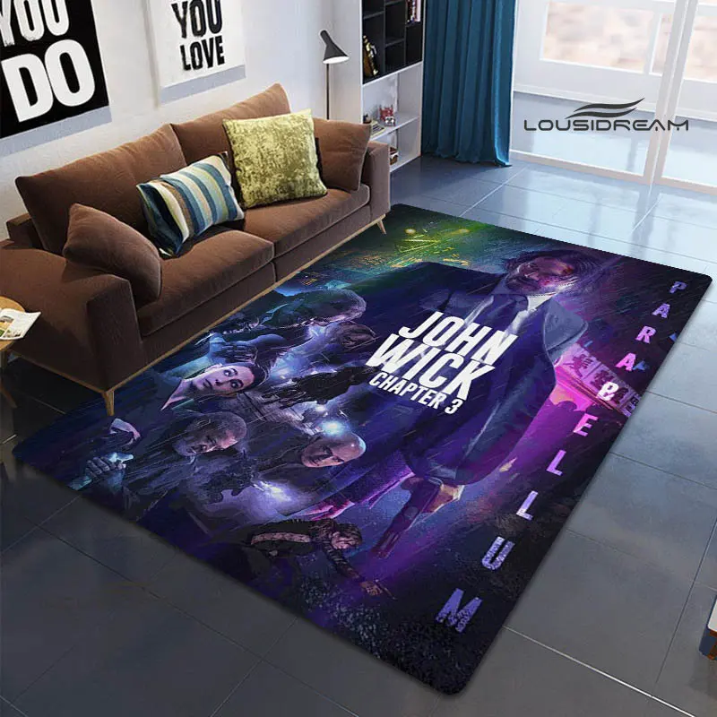 Movie John Wick printed carpet Non -slip carpet Yoga mat Outdoor carpet photography props kitchen mat area rug birthday gift