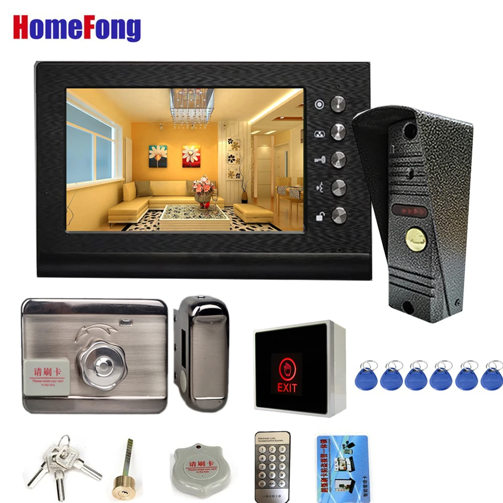 Homefong 7 Inch Video Door Phone Intercom System Gate Unlock Doorbell with Camera Door Lock Home Apartment Security Access
