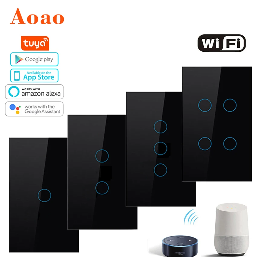 

Wifi smart touch switch Light switch Network connection Tuya App wireless remote Alexa Google Control AC110V 220V Interrupter