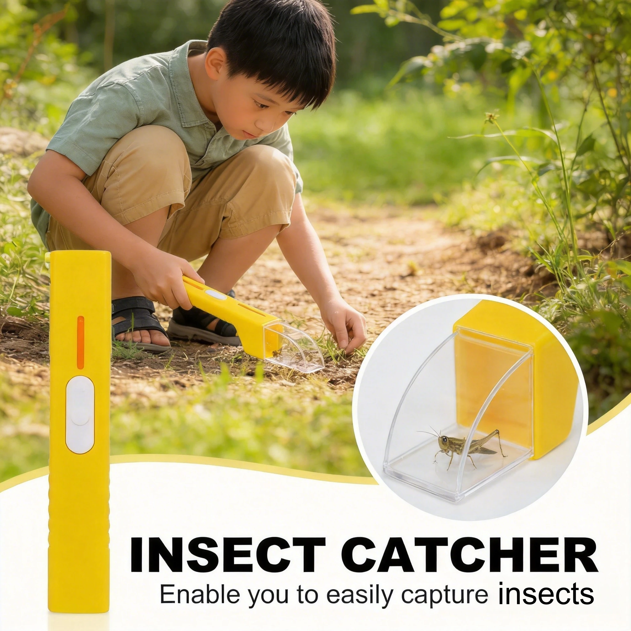 Kids Handheld Insect Bug Catcher Viewer, Safe Catch Release Bug Collecting Tool, Outdoor Nature Science Educational Exploration