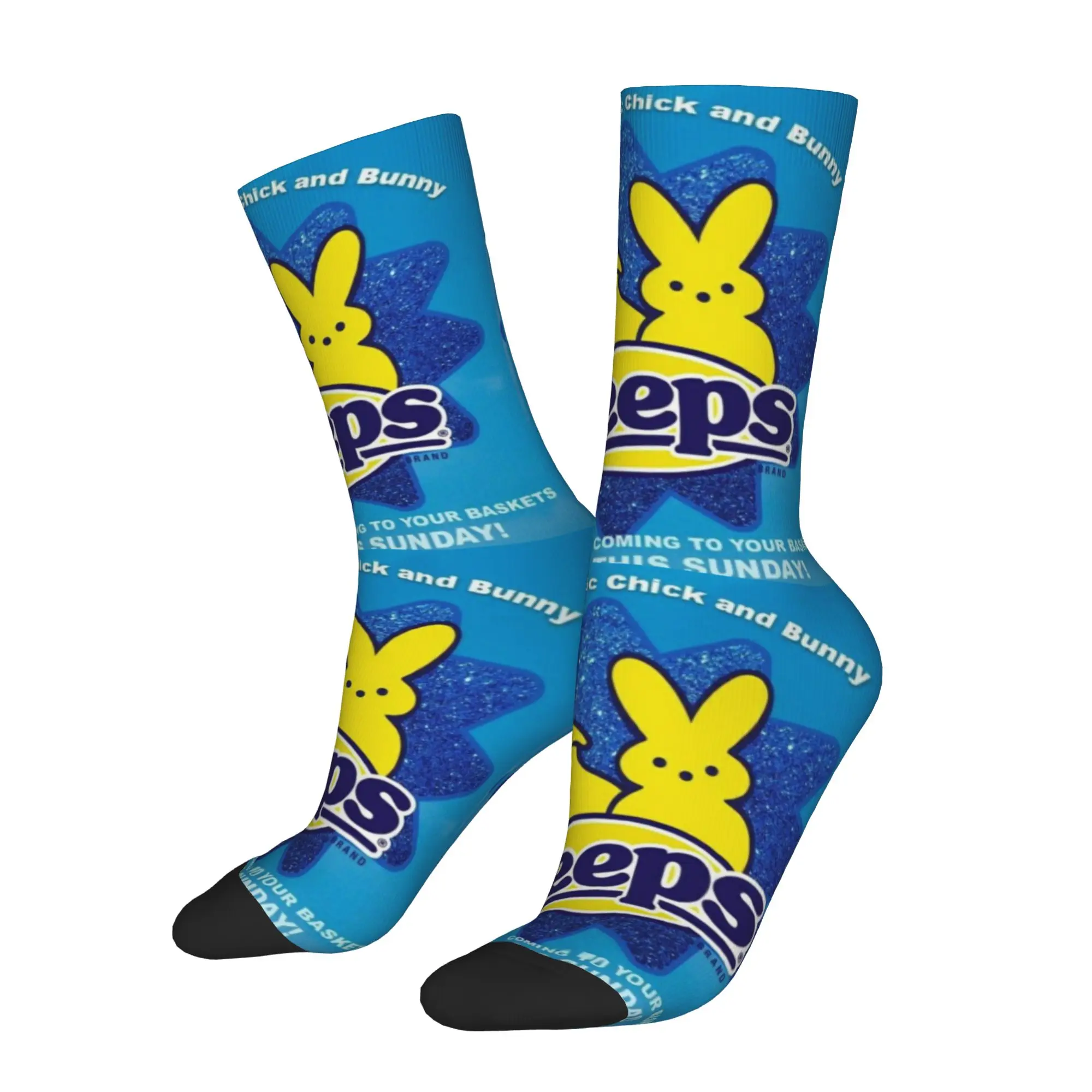 

1 пара забавных носков с принтом Peeps Marshmallow (1) Rock Quality, мужские повседневные носки с принтом, мужские носки-кроссоверы