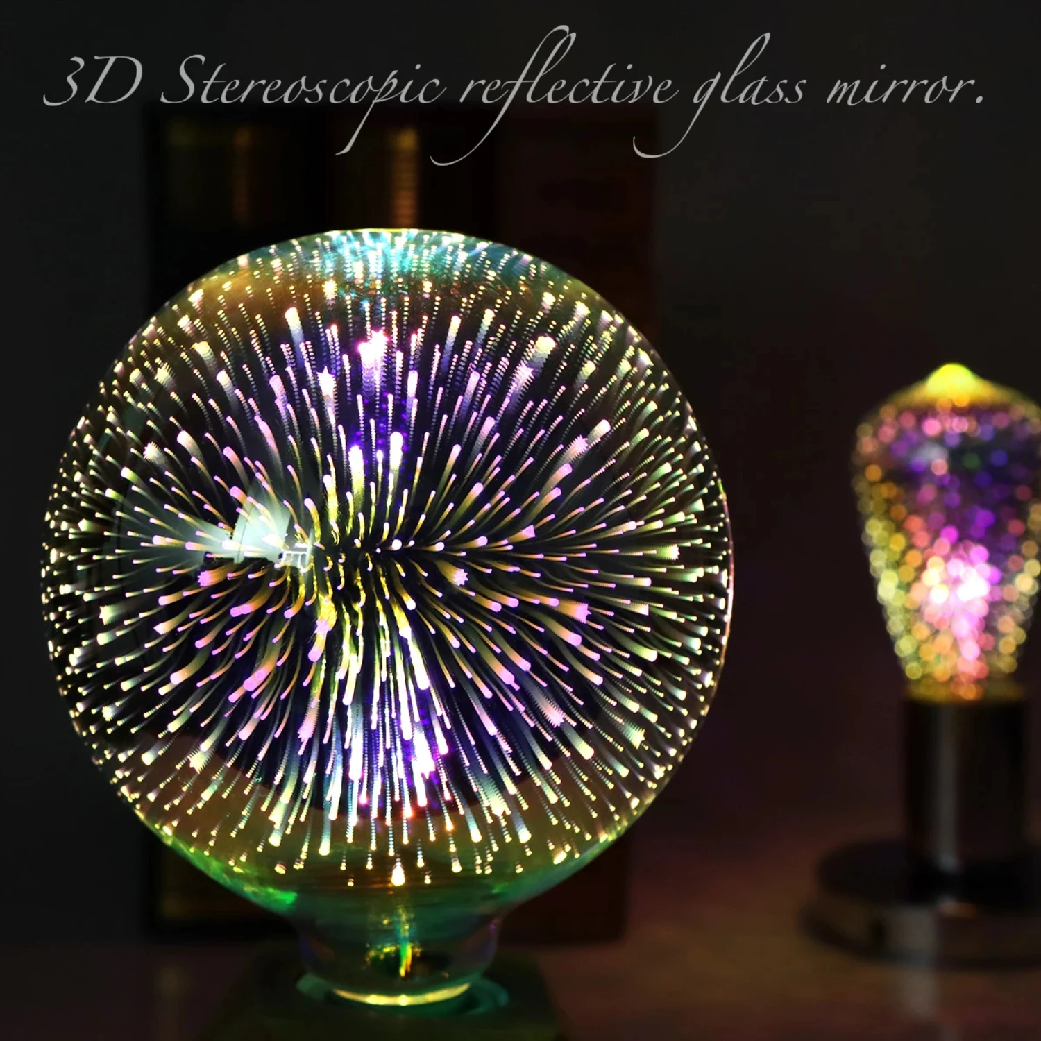 Candeeiro de mesa 3D Fireworks Effect LED para decoração de quarto e Natal, E27, 110V, 220V, criativo, impressionante, Holiday Night Light, novo