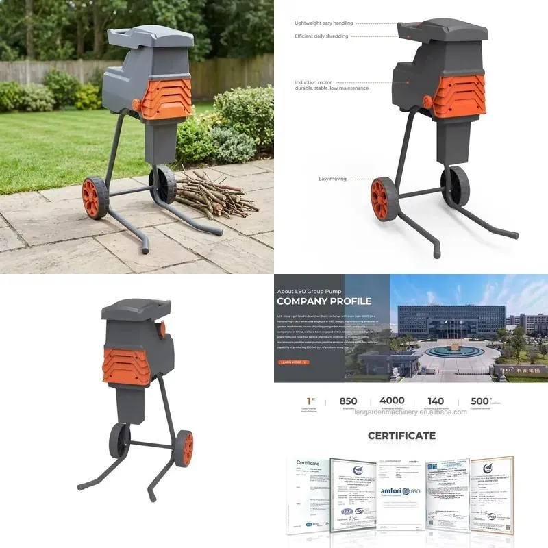 230 240V Electric Branch Crusher Landscaping Orchard Tree Wood Shredder Garden Waste Chipper Machine for Small Logs Twigs