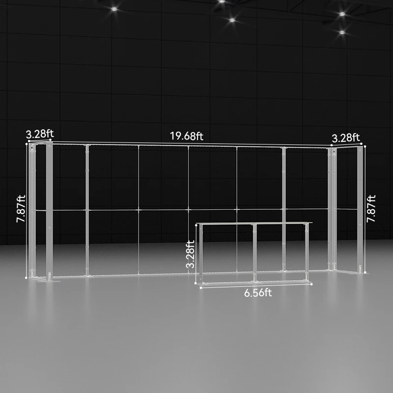 Stand espositivo pop-up leggero per cabina luminosa modulare ultra portatile da 10x20 piedi con valigetta per un facile trasporto al coperto