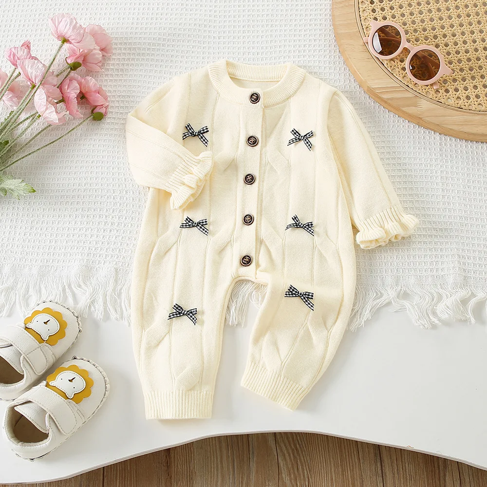 Baby Rompers Spring Autumn Toddler Woolen Jersey Sweaters Clothes Infants Knitted Jumpsuits 0-2 Years Boys Girls Outfits 1 2Y