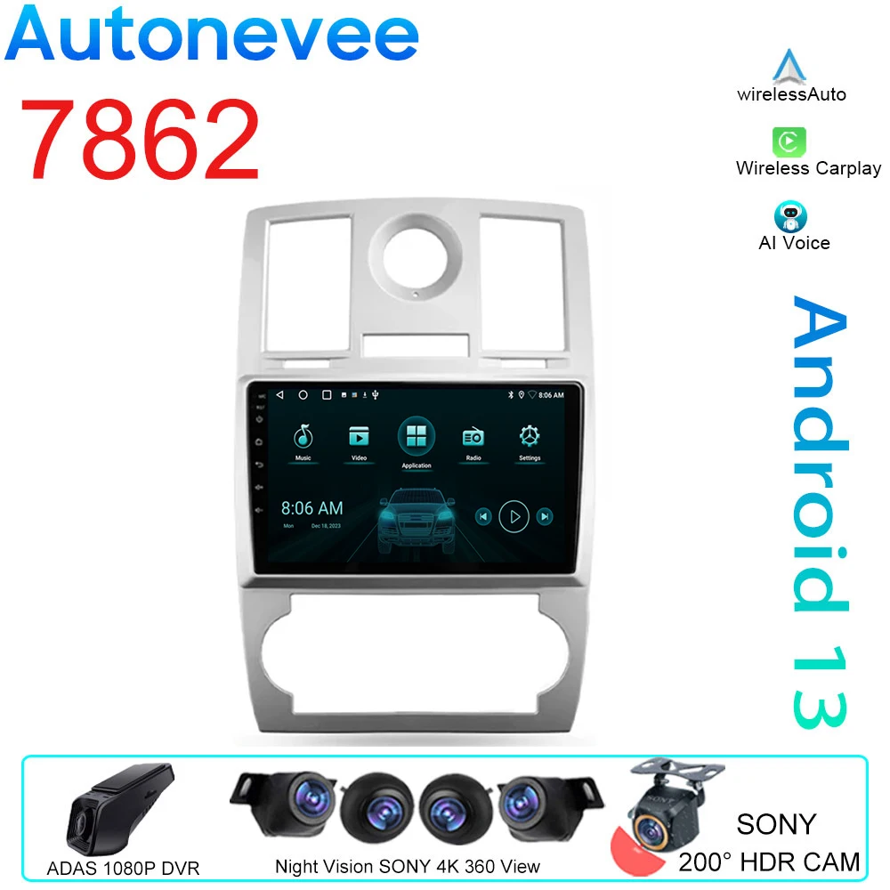 

Car Radio For Chrysler 300C 1 2004 - 2011 Wireless Android Auto Navigation Multimedia Player Carplay GPS 5G WIFI BT No 2din DVD