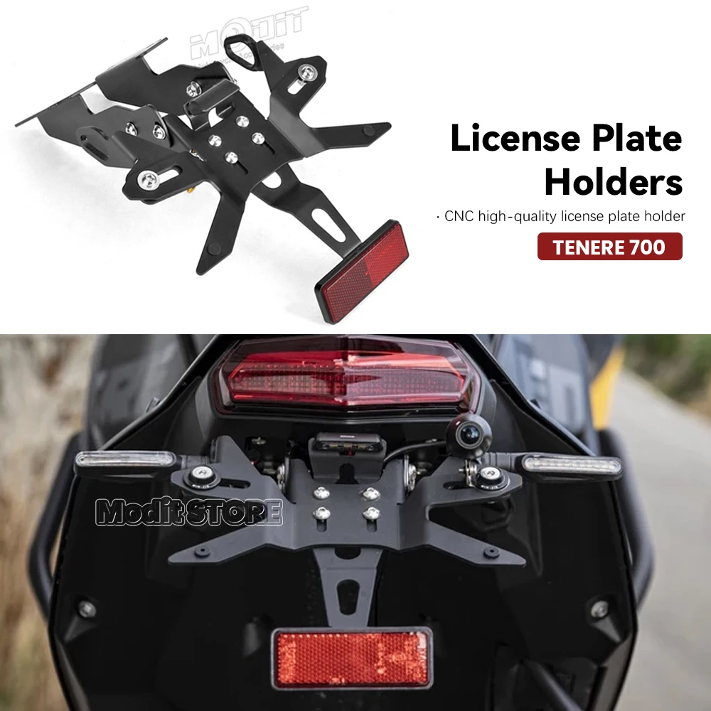 For YAMAHA TENERE 700 Tenere700 2018-2024 Motorcycle Rear Short Tail License Plate Holder Adjustable Tailstock Bracket Kit