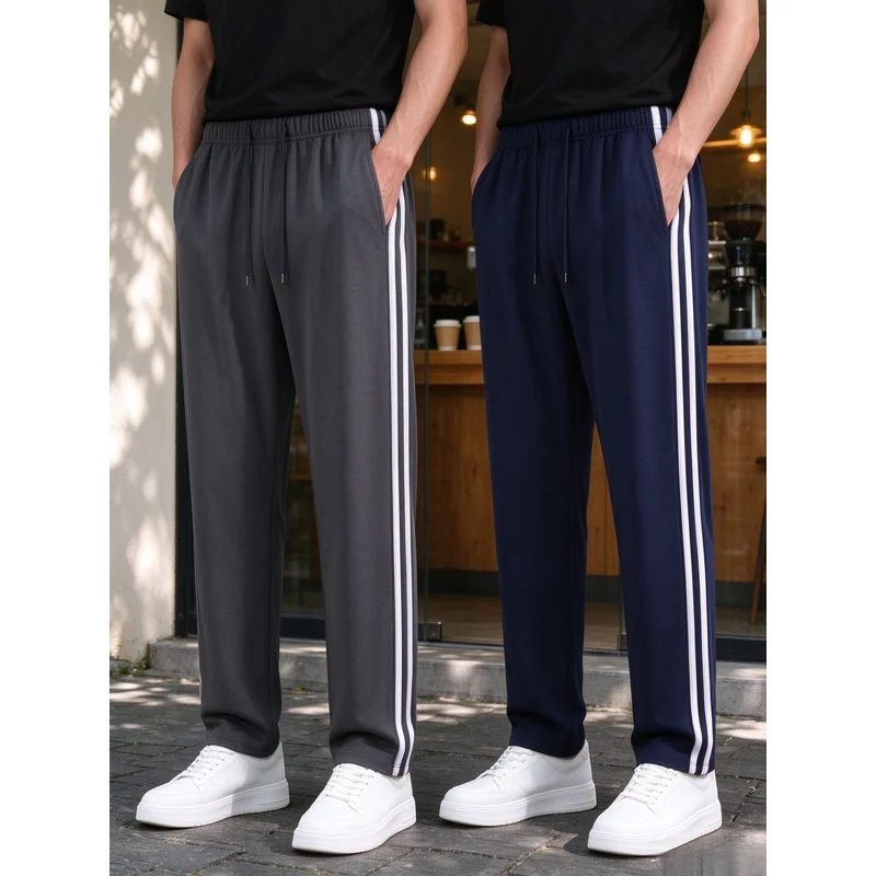 Sports Pants Men Fall 2-Pack Men's Side Striped Track Sweat-Shirt Male Clothes Sweatpant Jogger Jogging Baggy Trousers Man Y2k