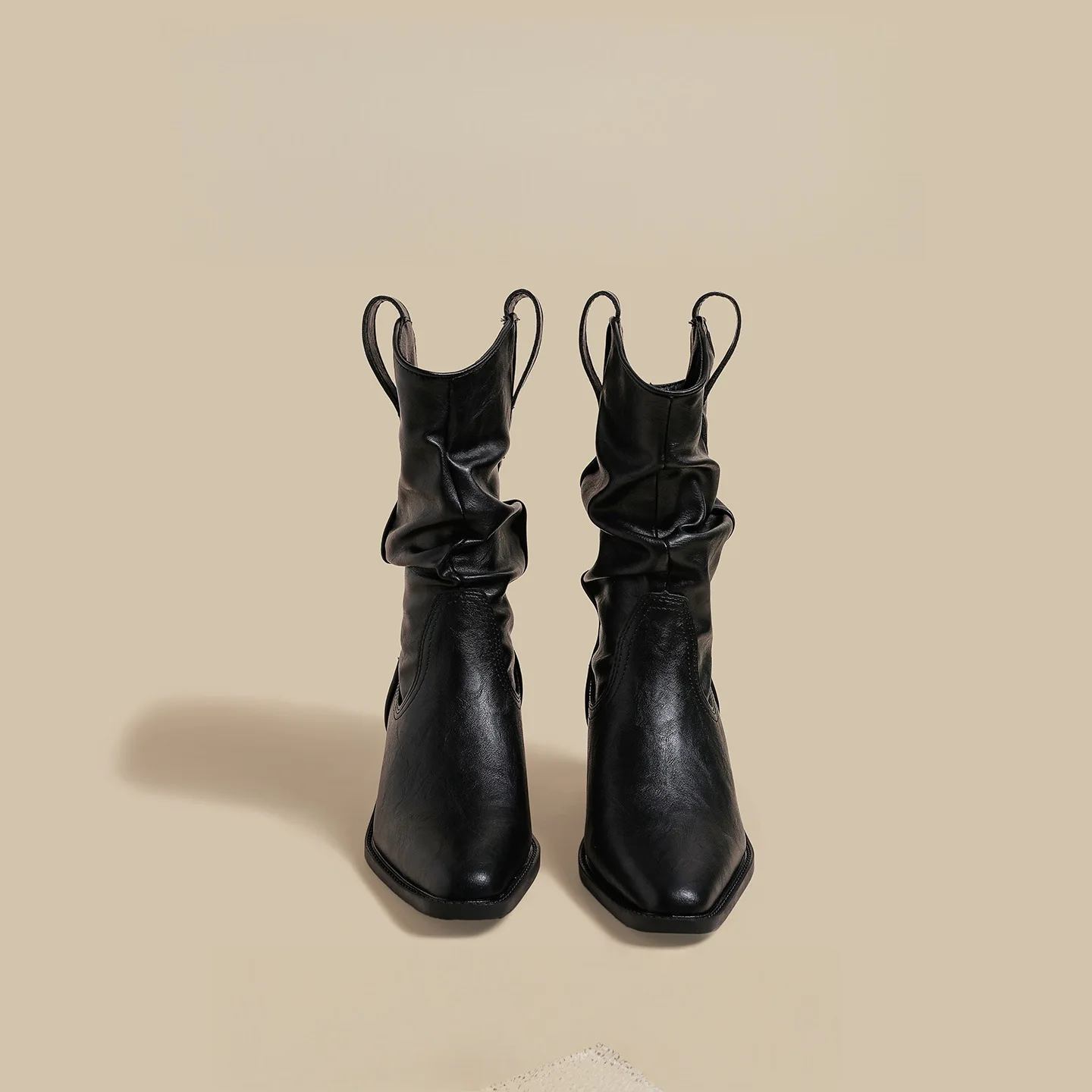 Women Ankle Boots 2026 Autumn Winter New Women Retro Pointed Toe Slouch Boots Slim Fit Mid Calf Boots Mid Heel Knight Boots