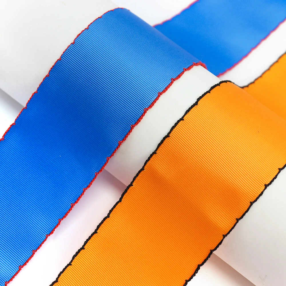 57mm Multicolour Lace Edge Moon Stitch Grosgrain Ribbon For Gift Packing Wedding Christmas DIY Bow Ribbons Crafts