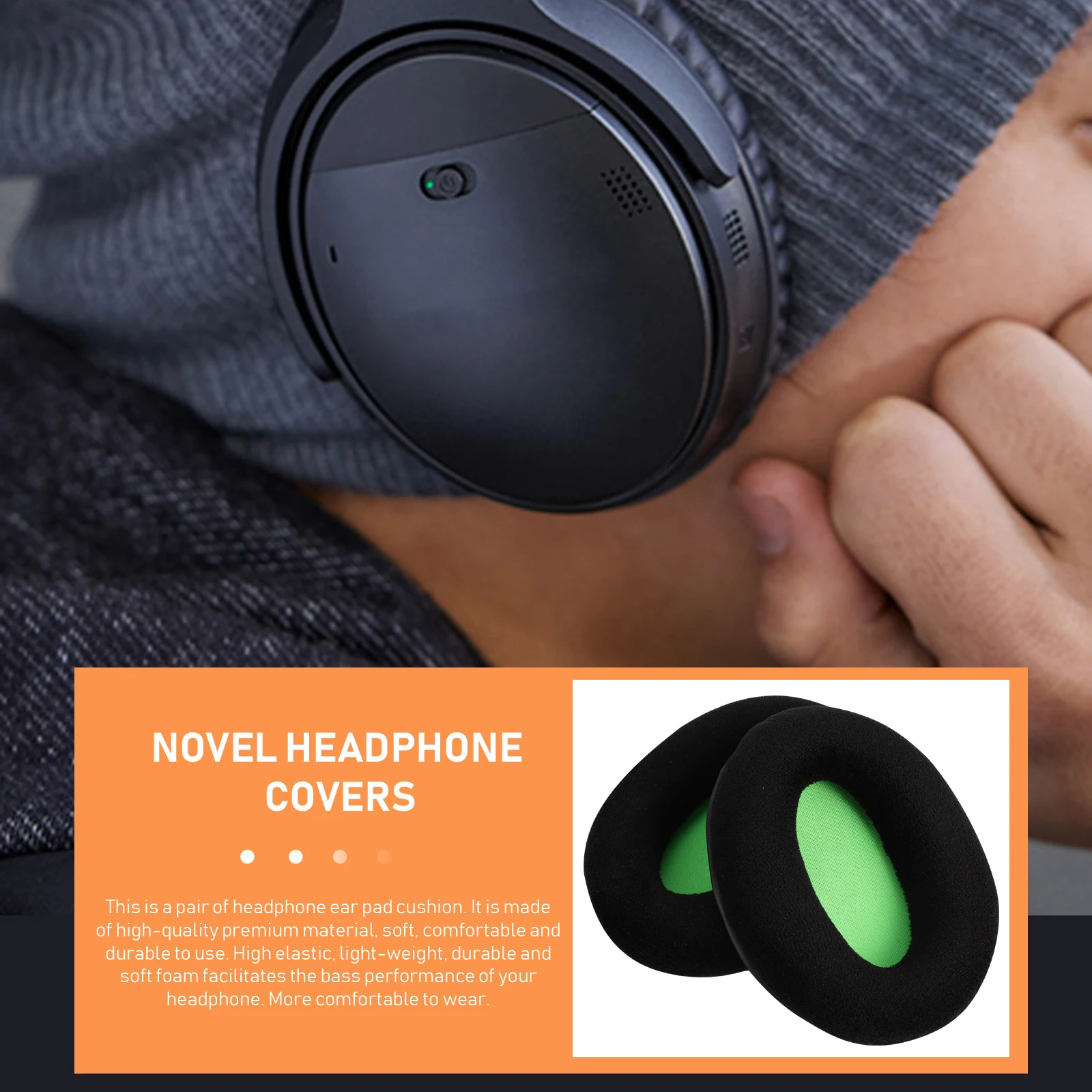 

2 Pcs Headphone Sponge Cover Memory Cotton Ear Pads High Elasticity Breathable Flannel Bass Enhancing Soft Comfortable Long Use