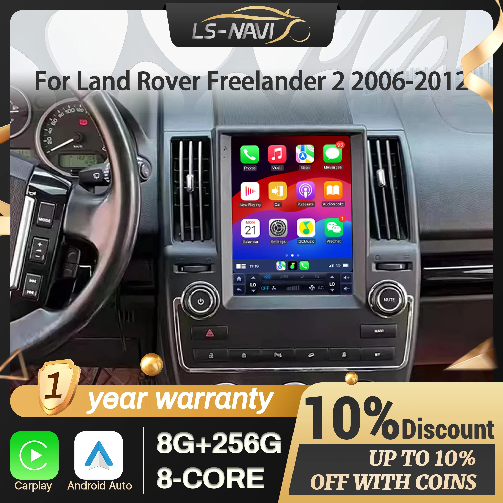 Android 14 Car Radio  For Land Rover Freelander 2 2006-2012  Wireless Carplay Android Auto Multimedia Navigation Screen System