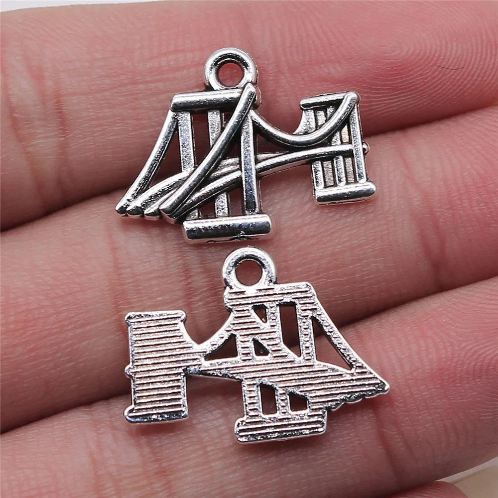 10Pcs/Lot 18x23mm Antique Silver Suspension Bridge Charms Pendant For DIY Jewelry Making Handmade Jewelry Craft Findings