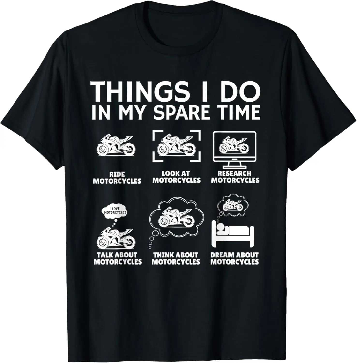 Things I Do In My Spare Time Biker Motorcycle Rider Riding T-Shirt 100% Cotton Trendy Y2K Short-Sleeve Tee-Soft, Quick-Drying,