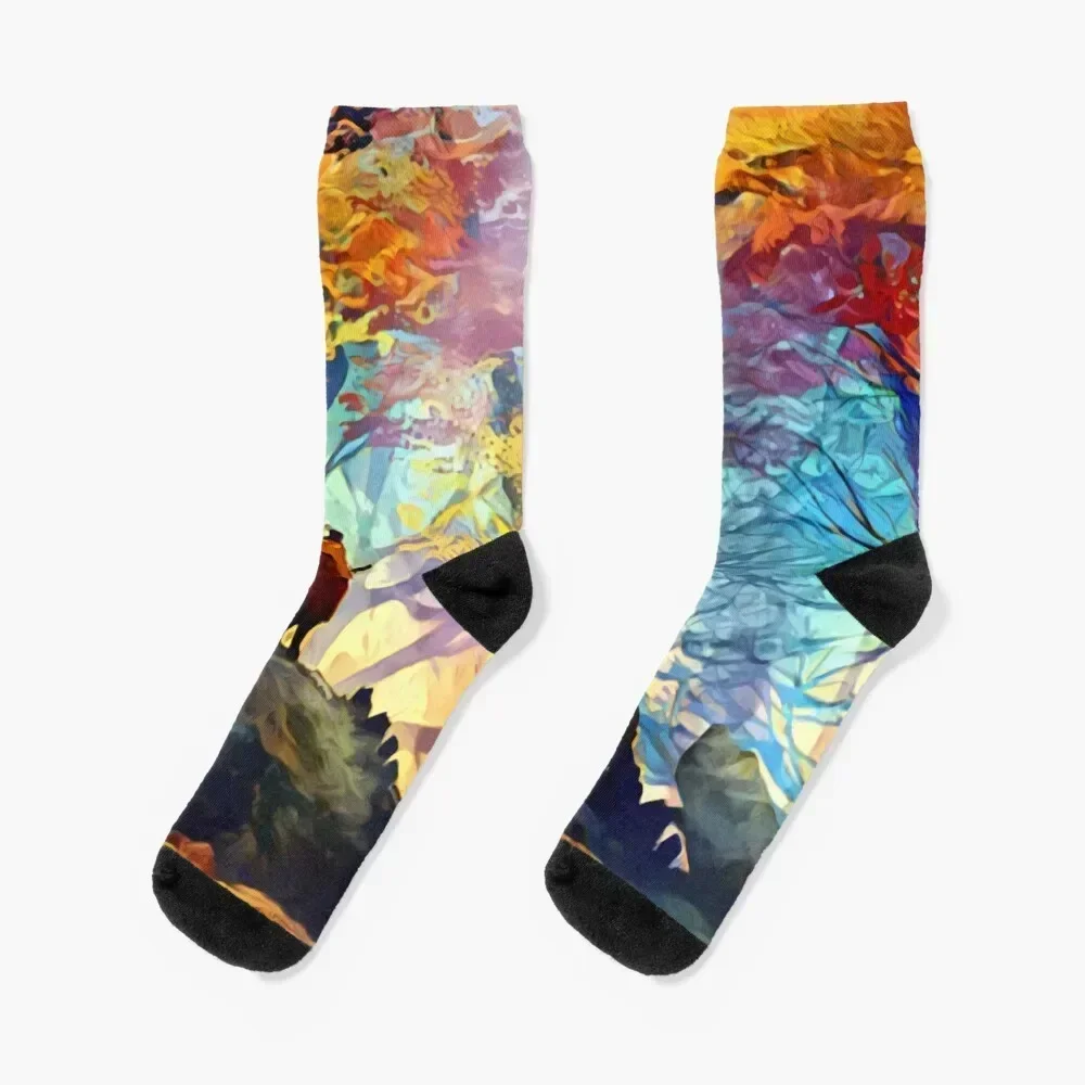 

A Wolf in the Colorful Forest Socks hiphop Run sports and leisure Socks Man Women's