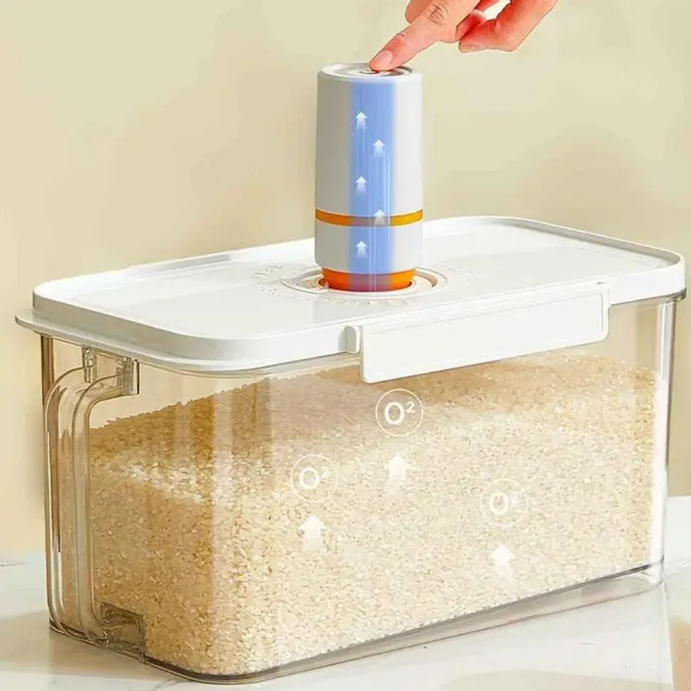 

Vacuum Food Storage Container Airtight Large Capacity Cereal Dispenser with Pump Transparent Kitchen Pantry Organizer
