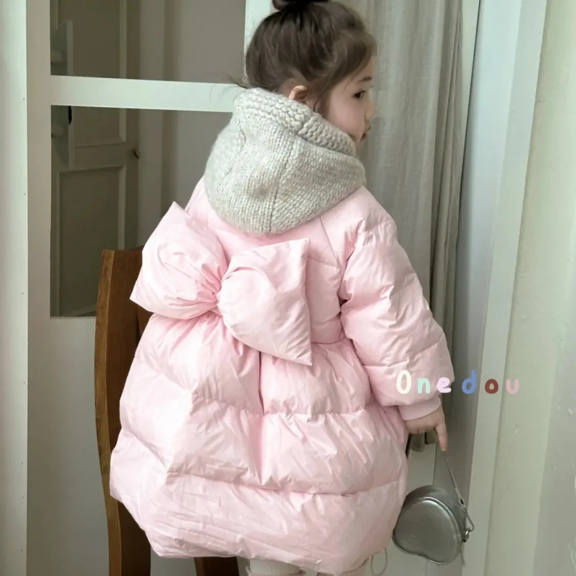 2026 Winter Mädchen Süße Schmetterling Dicke Warme Parkas Inklusive Mütze Kinder Mantel Oberbekleidung