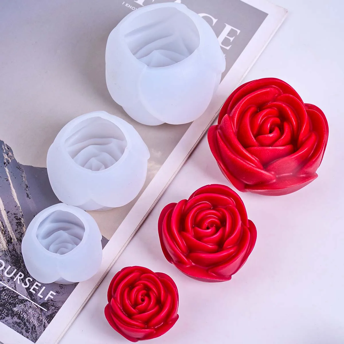 3D Flower Shape Silicone Candle Mold DIY Romantic Rose Aroma Soap Molds Plaster Resin Crafts Making Wedding Valentine's Day Deco image 3