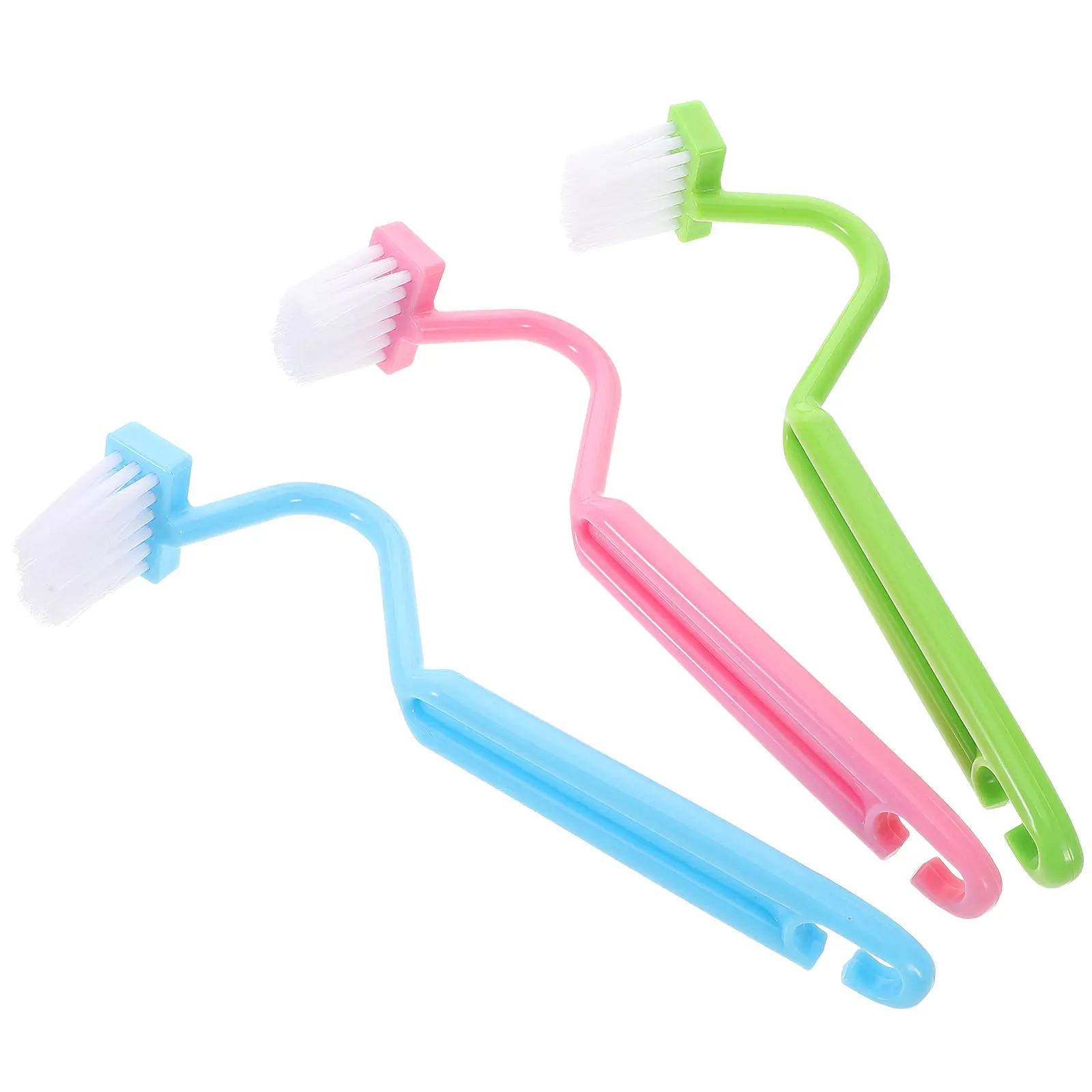 3Pcs Curved Toilet Cleaning Brushes Plastic 8 Inch V-Shaped Edge Brush Under Rim Toilet Bowl Scrubber Bathroom view 6