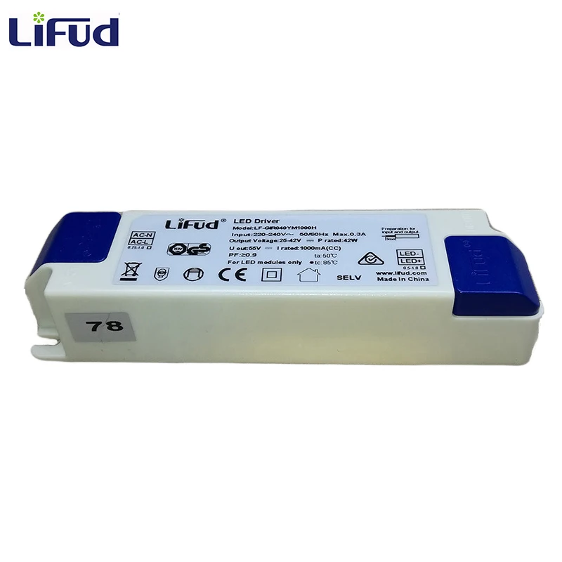 Lifud LED Driver 42W 1000mA DC 25-42V 220-240VAC LF-GIR040YM1000H LED Panel/Down/Track 1A 40W LF-GIF040YS1000H 33-40V