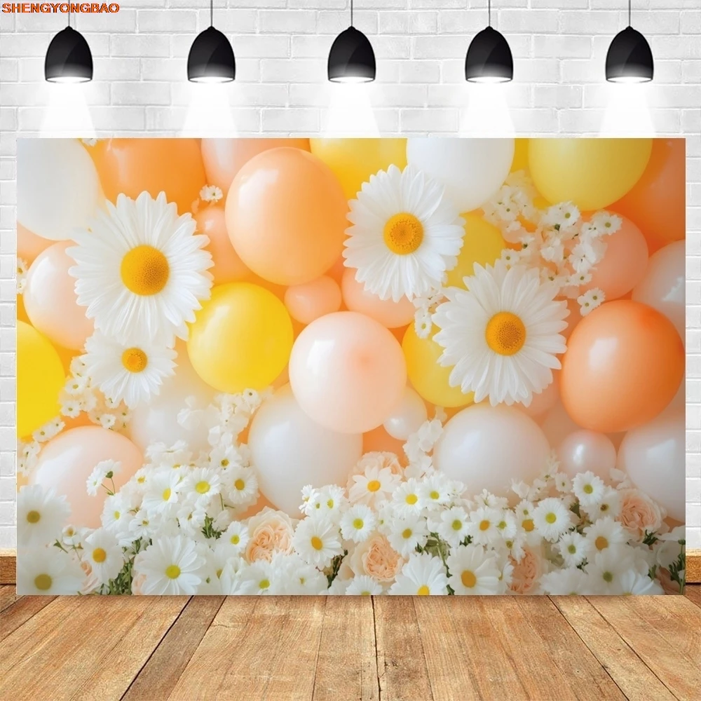 Daisy Flower Backdrop Baby 1st Birthday Party Girl Boy Baby Shower Portrait Photography Background Decor Photostudio Photo Props