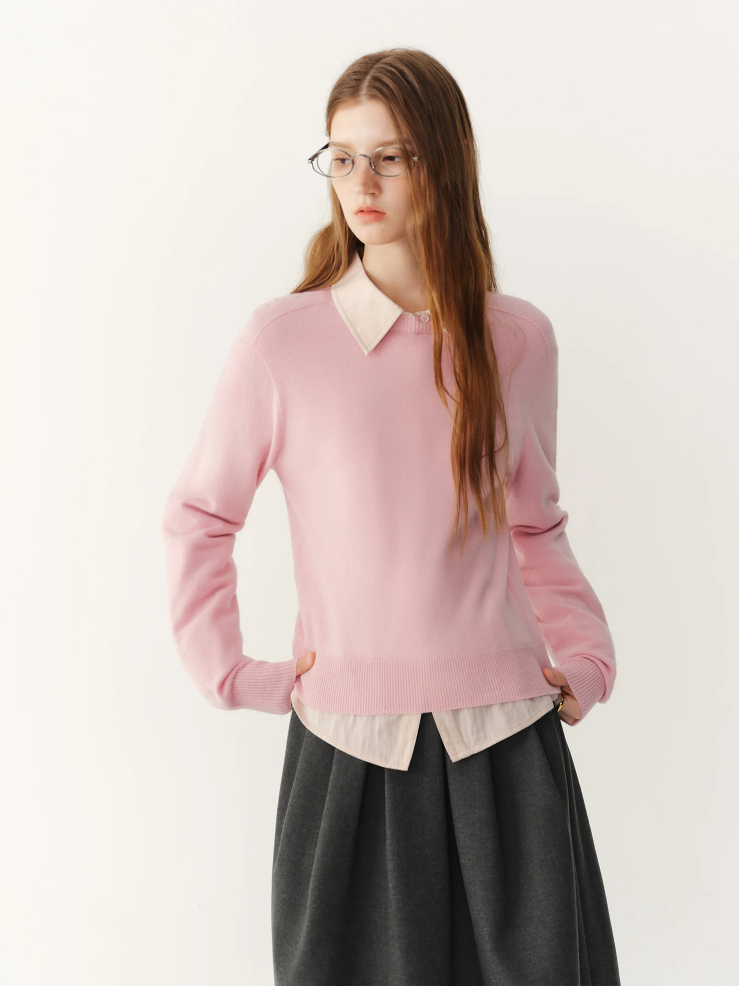 FSLE Damen 100% Wollpullover mit Rundhalsausschnitt 2026 Winter Neuheit Weicher Warmer Strickpullover Basic Vielseitiges Freizeit-Oberteil – Detail 31
