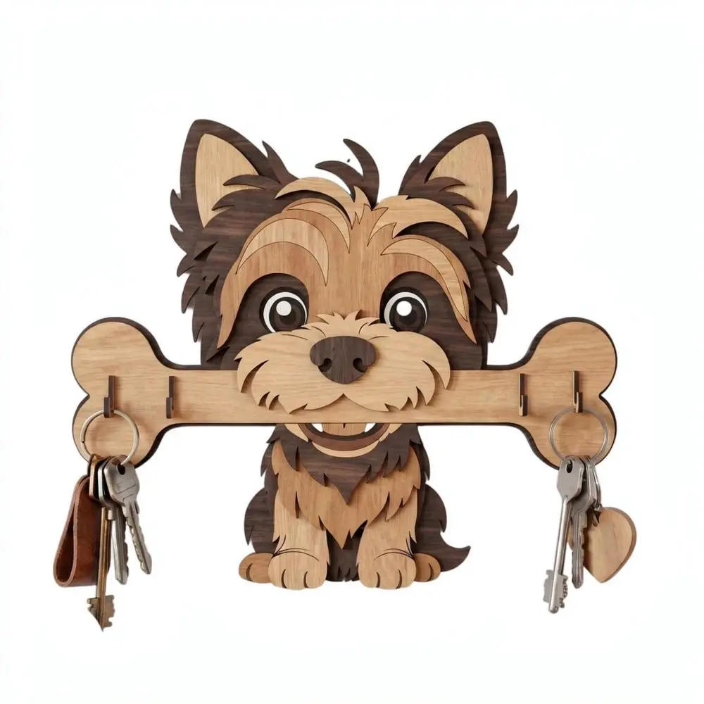 Cute Dog Shape Wood Key Hook Wall Organizer Rustic Entryway Hanger Storage Decor For Hanging Keys Home Accessories
