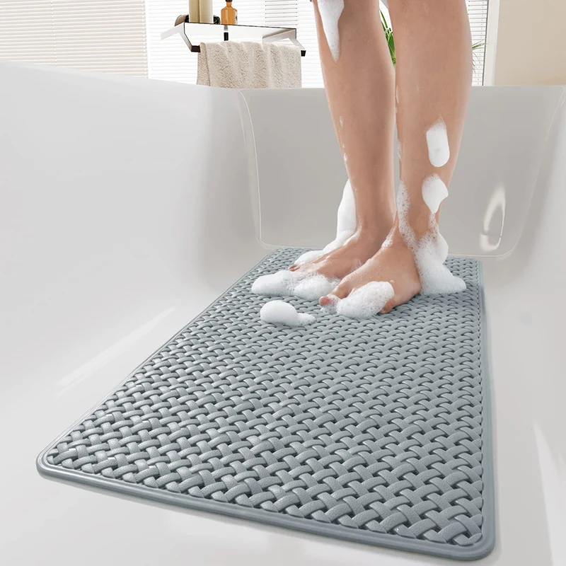 

PVC Non-Slip Bath Mat Suction Cup Rug Soft Anti Fall Toilet Floor Woven Quick Dry Friendly Odorless Bathtub Bathroom Carpet