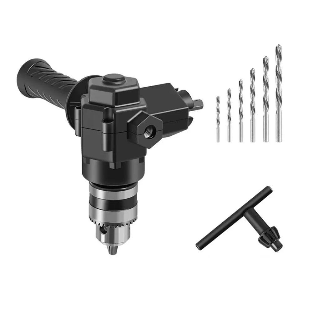 90 Degree Three Jaw Chuck Right Angle Drill Adapter Corner Bend Extension With Handle For Narrow Space Drilling Power Tool Acces