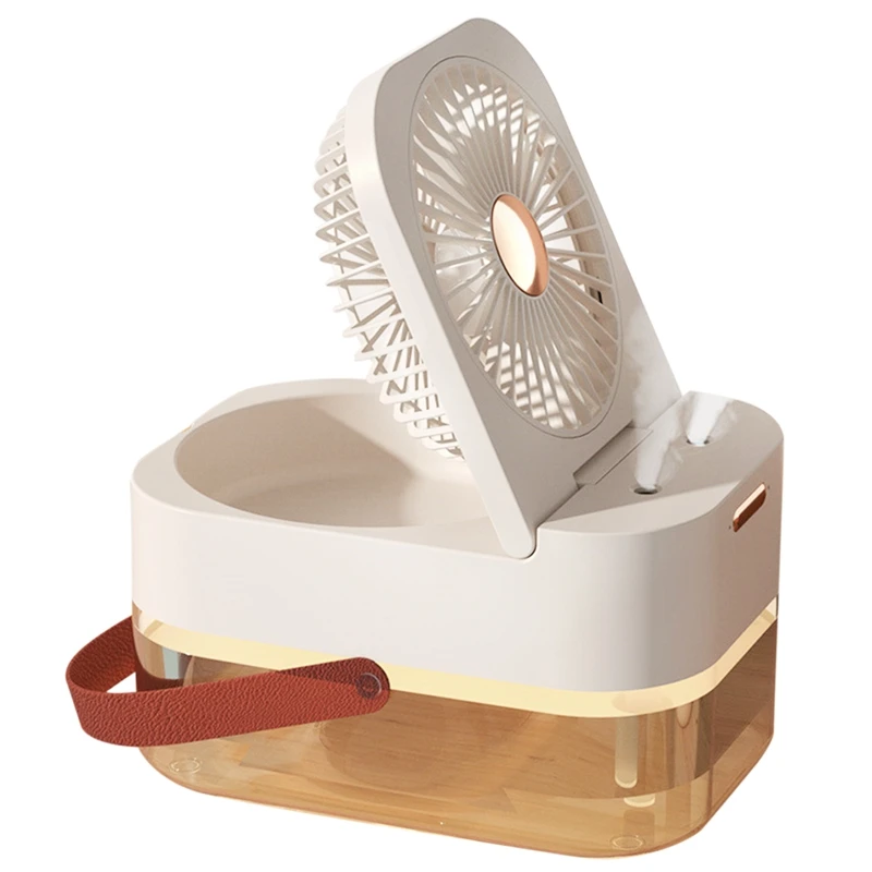 1Set New Humidifier Mist Fan USB Fan Desktop Fan With Night Light Summer Home Appliances White