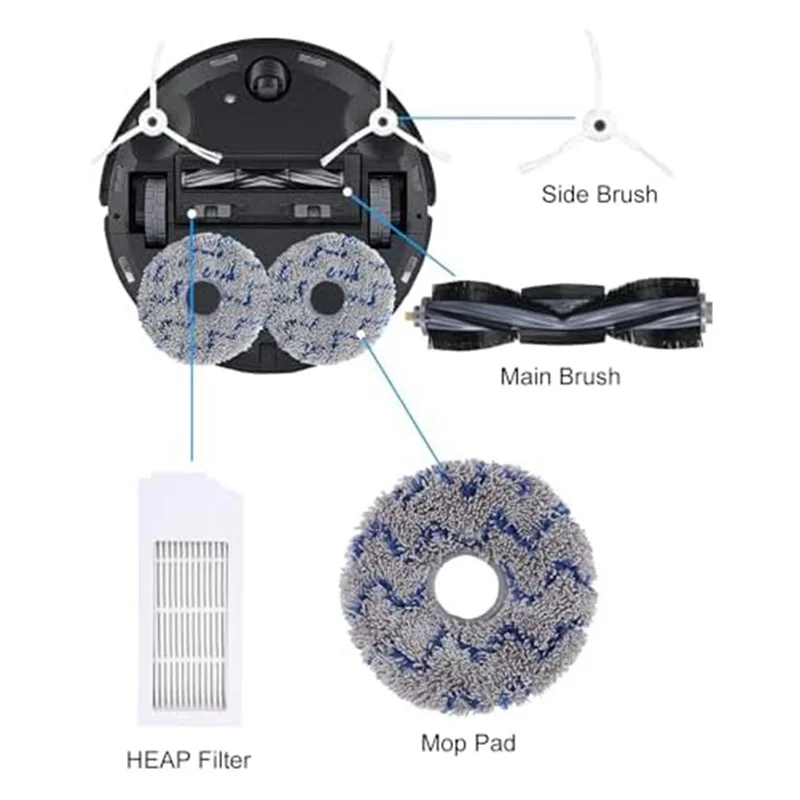 B06B-Accessories For ECOVACS DEEBOT X1 Omni/X1 E Omni/X1 Turbo Vacuum Cleaner, Main Brush Side Brushes Filters,Mop,Dust Bags