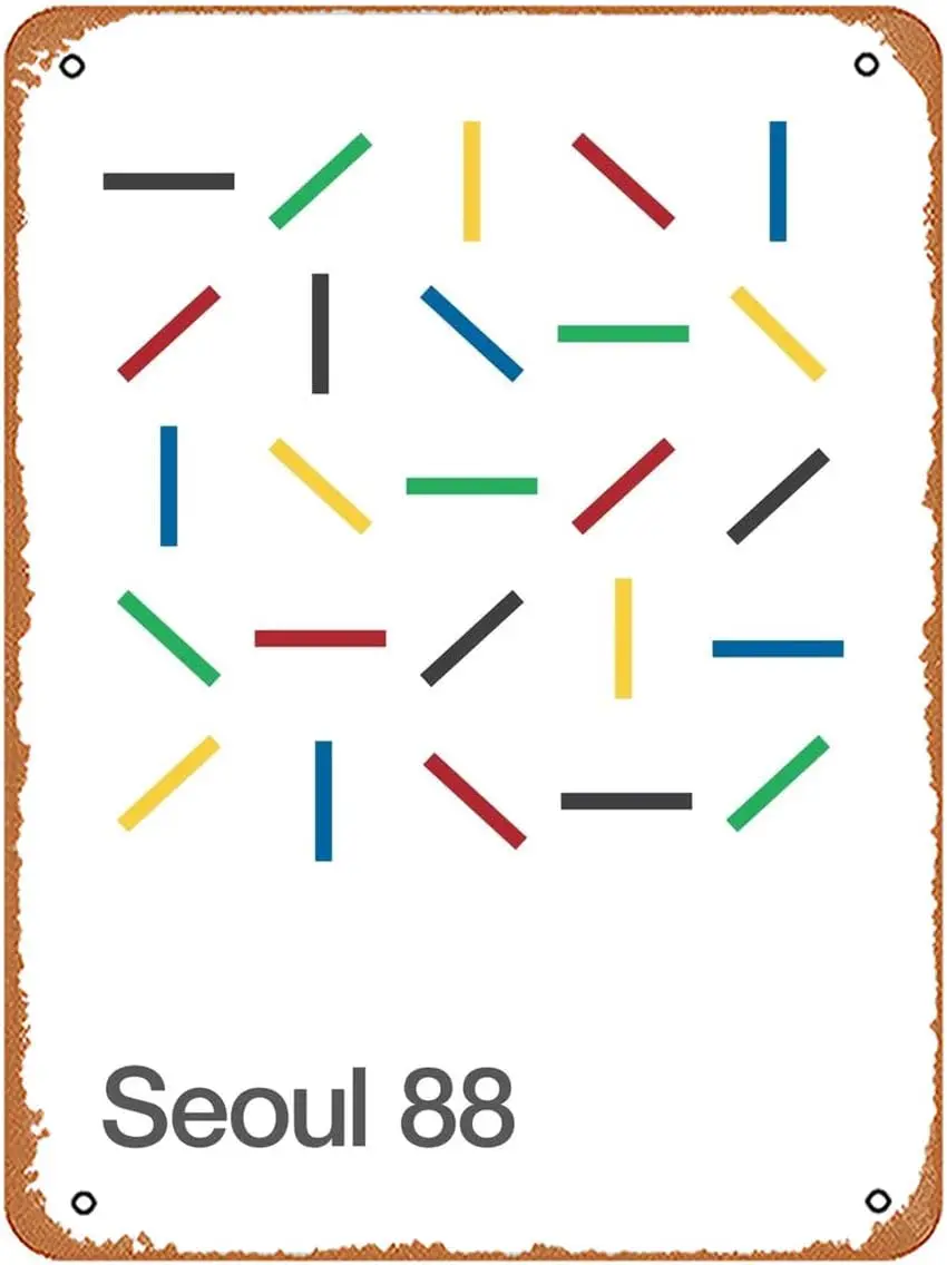 Muecddoa Seoul 88 Olympics Art Print - Vintage Poster 8x12 Inches Retro Vintage Metal Tin Sign for Home Bar Pub Garage Decor Gif