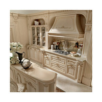 Antique Italian Style Luxury Kitchen Cabinet Hot Sale Solid Wood Island Luxury Lacquer Door Panel Laminate