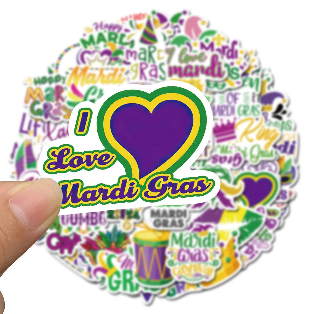 

10/30/50pcs Cute Mardi Gras Aesthetic Stickers DIY Phone Suitcase Skateboard Car Cartoon Waterproof Graffiti Sticker Classic Toy