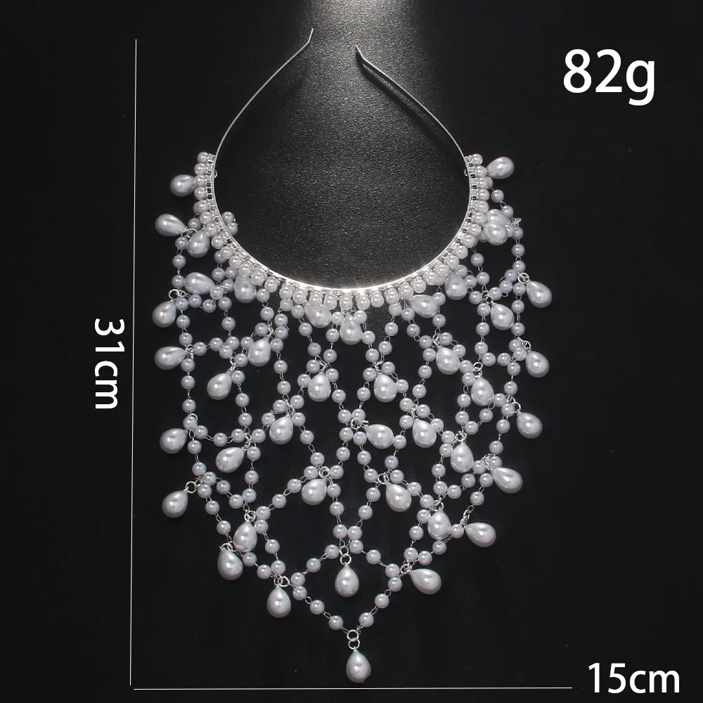 Women Retro 1920s Pearl Hairband Imitation Pearl Mesh Hat Headband Bohemian Vintage Literary Hair Accessories For Women